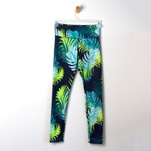 Old Navy Active Leggings - Kids Size 14/ XL - palm leaf print blue/ green